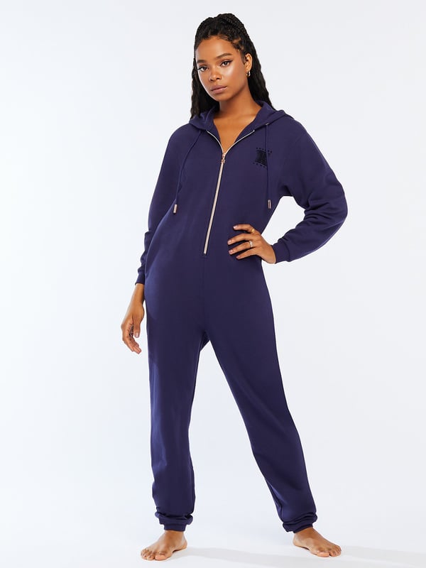 Forever Savage Hooded Onesie in Blue