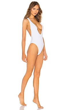Blue Life Plunging Racerback One Piece in White