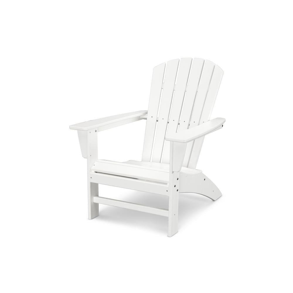 Polywood Traditional Curveback White Plastic Outdoor Patio Adirondack Chair