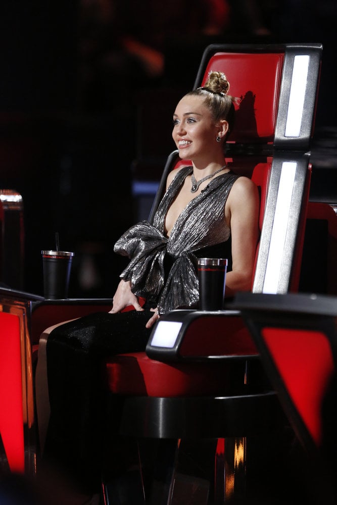 Miley Cyrus's Silver Bow Dress on The Voice