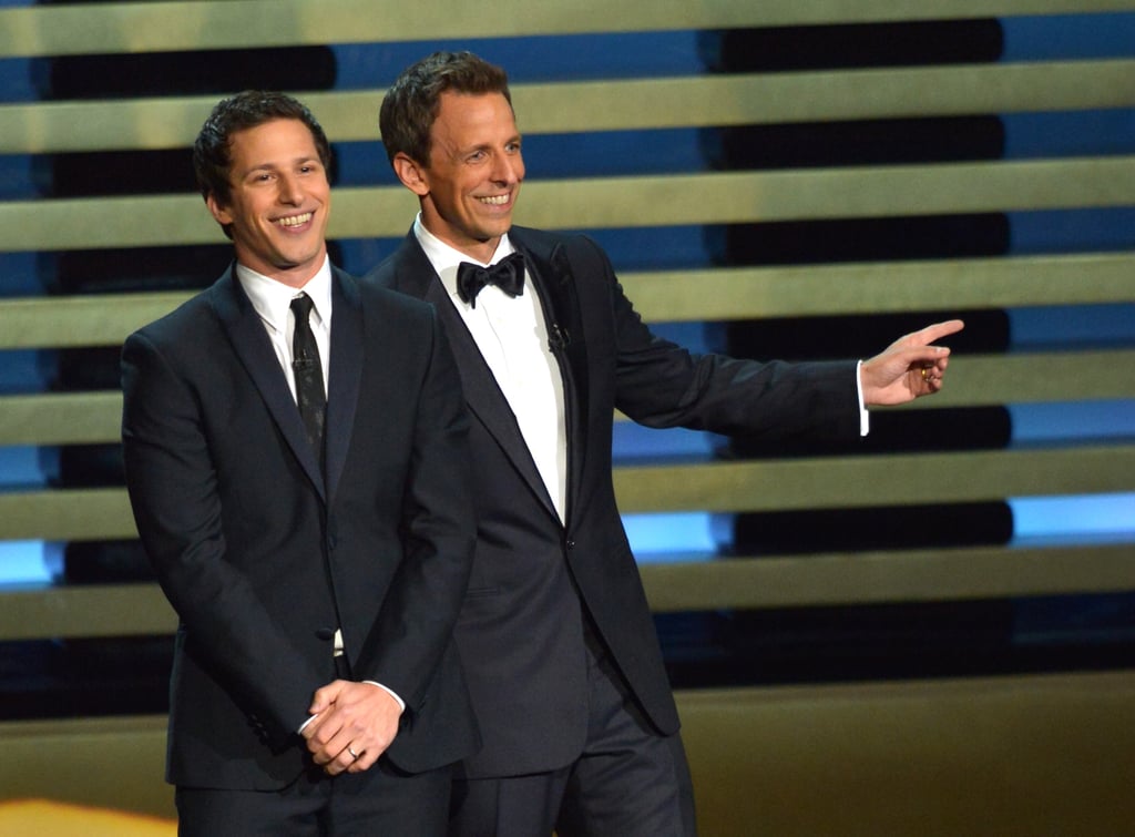 Andy Samberg and Seth Meyers joked around on stage.