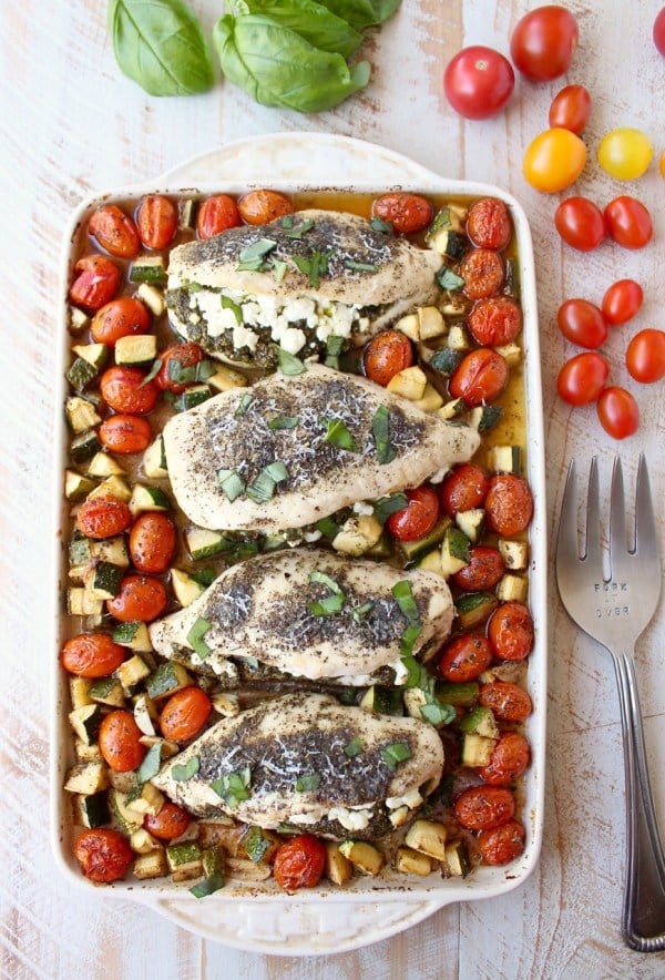 Sheet-Pan Chicken Stuffed With Goat Cheese and Pesto