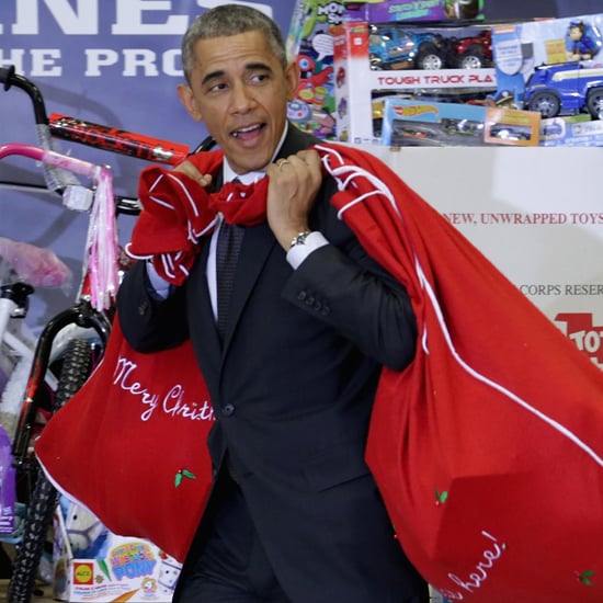 Obamas at the Marine Corps Toys For Tots Event 2014