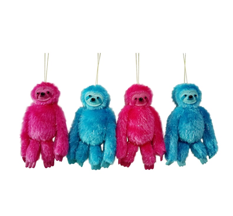 Jingle City Plush Sloths Christmas Ornament Set
