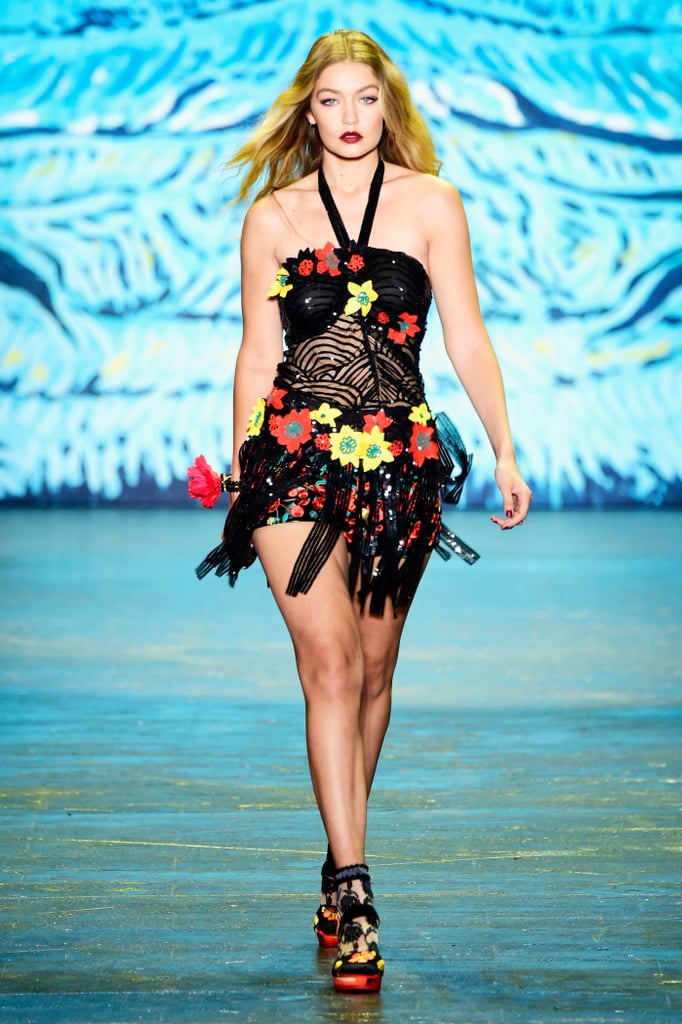 But first she showed off this sparkly fringed halter.