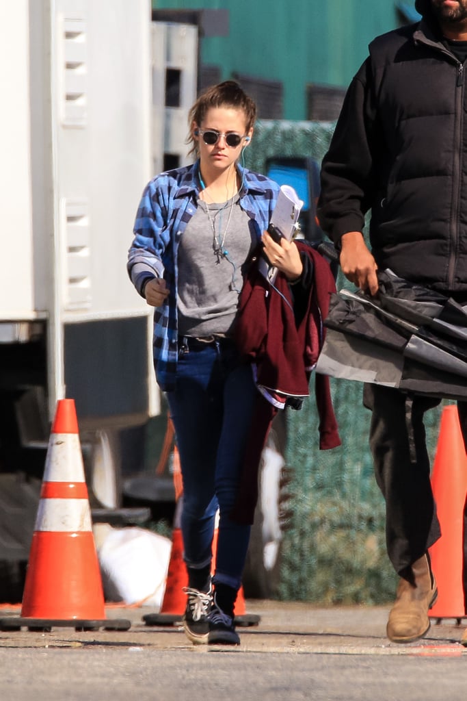 Kristen listened to music on the set of Still Alice on Tuesday.