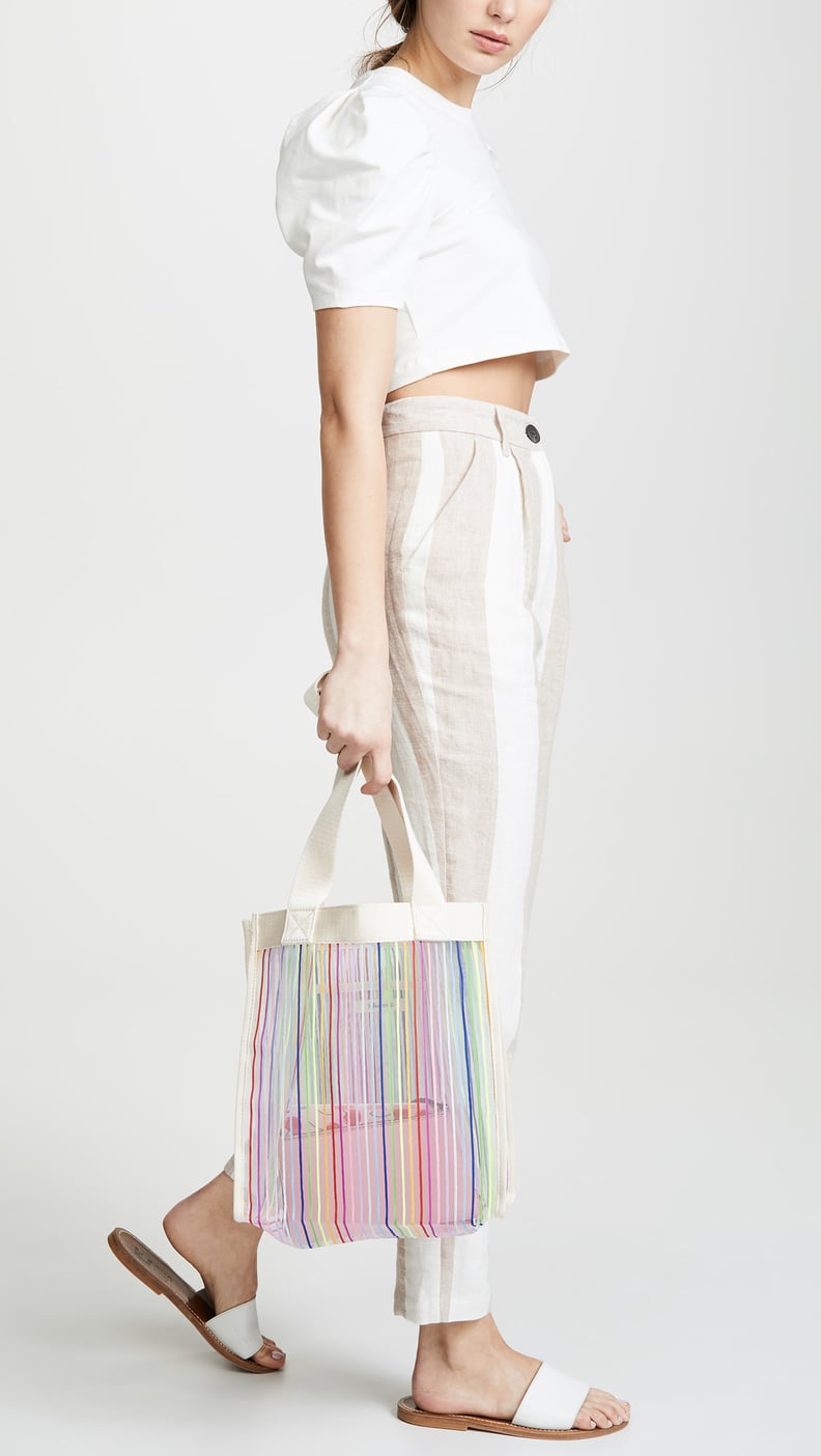 Madewell The Netting Tote Bag in Rainbow Stripe