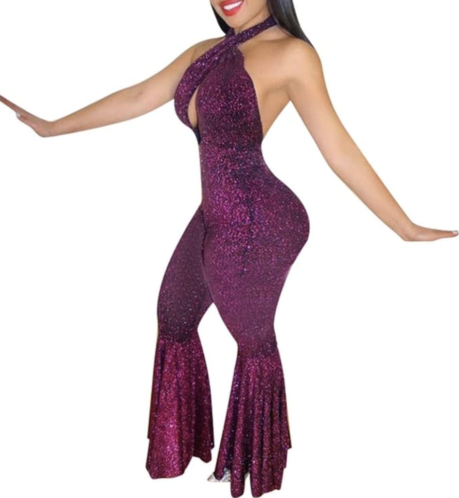 Guolezeev Lace Up Halter Jumpsuit