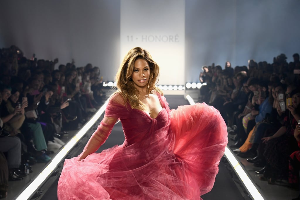 Laverne Cox's Zac Posen Dress on 11 Honouré Runway Feb. 2019