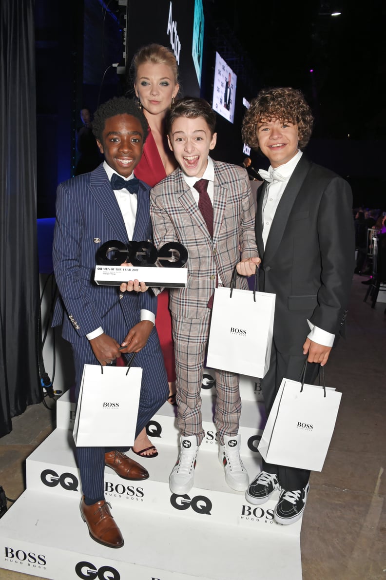 Caleb McLaughlin, Noah Schnapp, and Gaten Matarazzo with Natalie Dormer