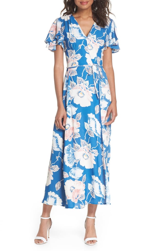 French Connection Cari Floral Flounce-Sleeve Crepe Maxi Dress