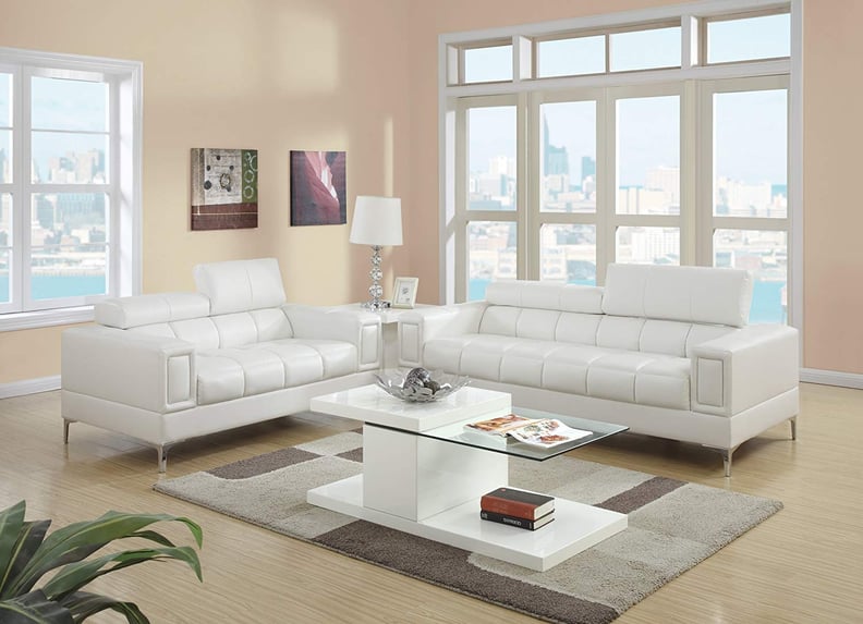 Poundex Sierra Bonded Leather 2 Piece Sofa Set