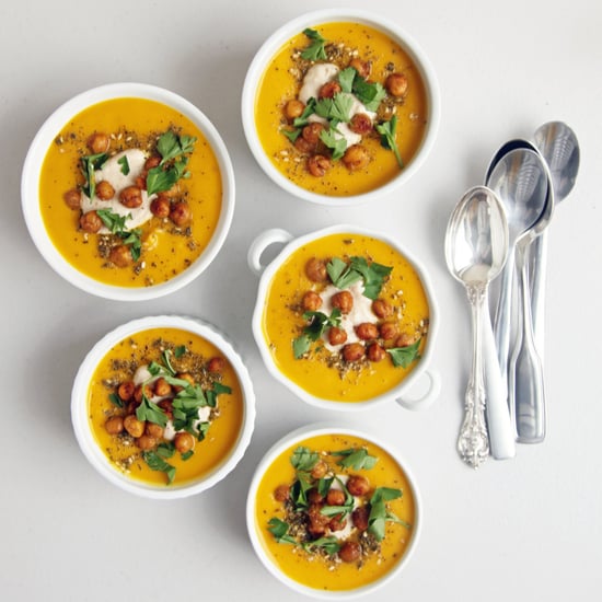 Spiced Carrot Soup With Roasted Chickpeas and Tahini