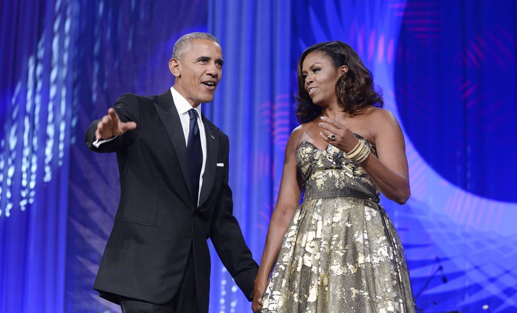Michelle Obama Gold Dress at Phoenix Awards Dinner 2016