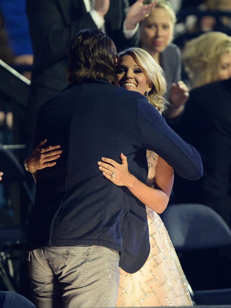 Mike gave Carrie a sweet hug at the 2013 CMT Music Awards in Nashville.