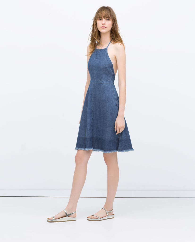 Zara Halter Top Dress With Frayed Hem ($50)