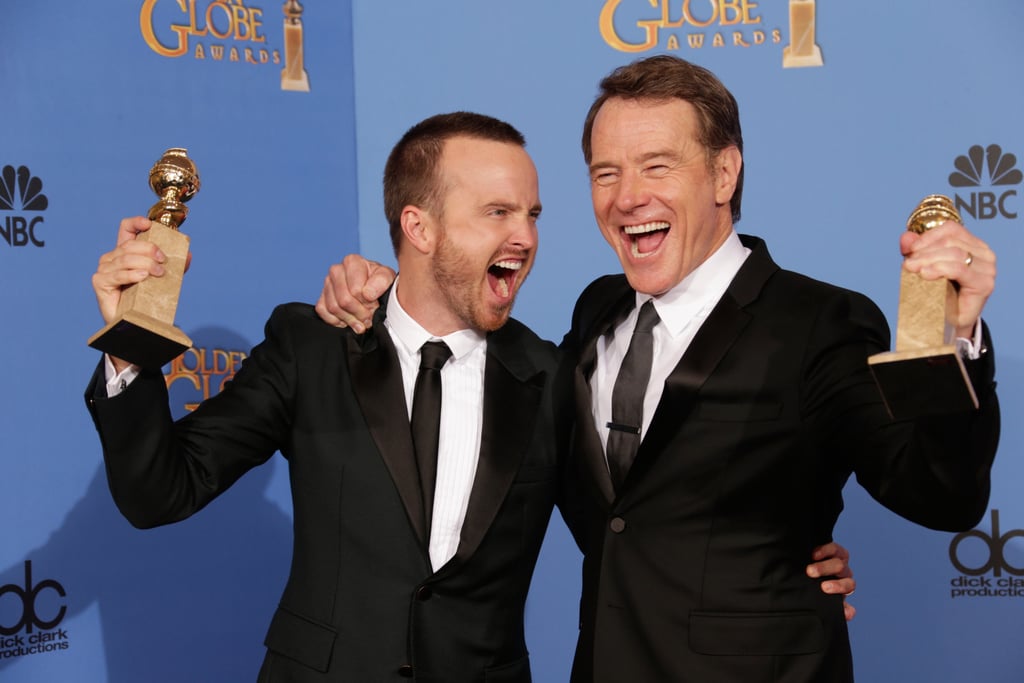 Aaron Paul and Bryan Cranston were pumped up about their win in the press room!
