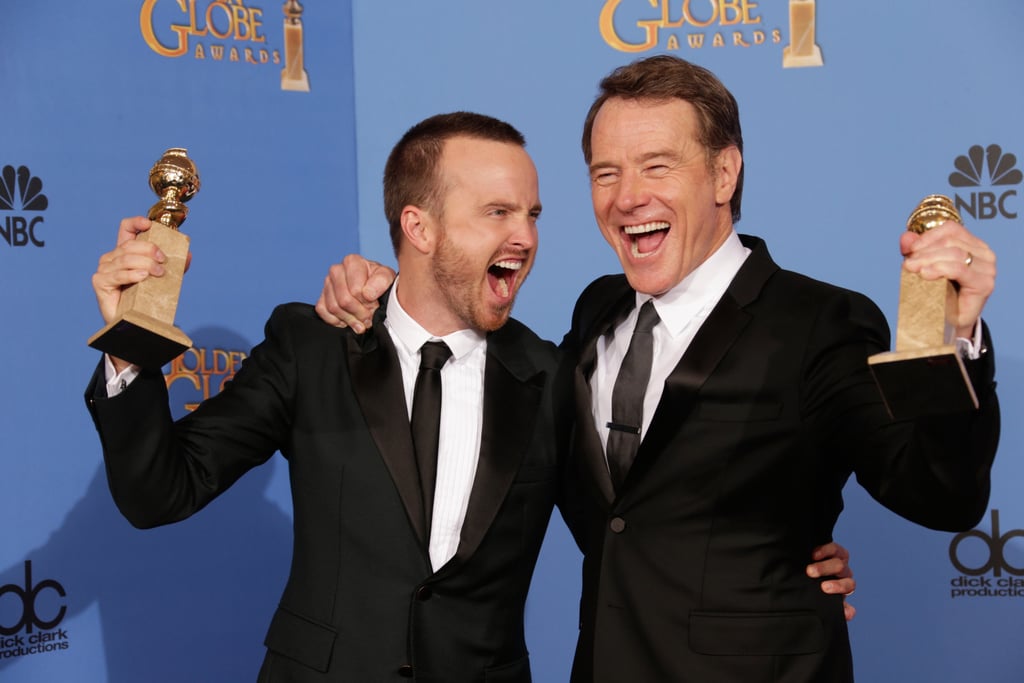 Breaking Bad costars Aaron Paul and Bryan Cranston were pumped up about their 2014 win!