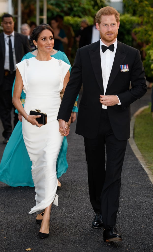 Meghan Markle White Theia Dress in Tonga October 2018