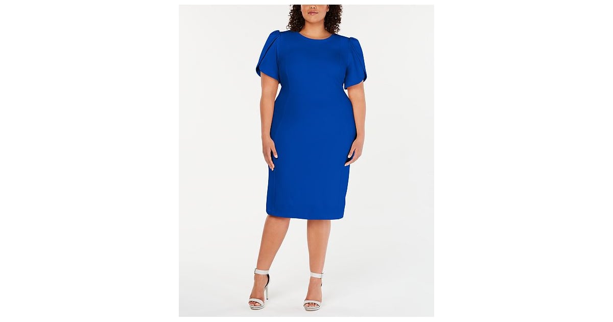 Calvin Klein Plus Size Puff-Sleeve Sheath Dress | Meghan Markle Wore This  Electrifying Blue Dress While Joining Prince Harry at an Event | POPSUGAR  Fashion Photo 26