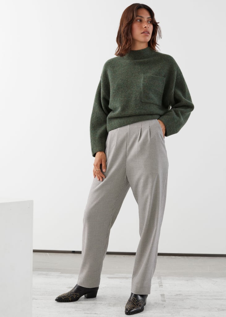 Pleated Button Detail Trousers