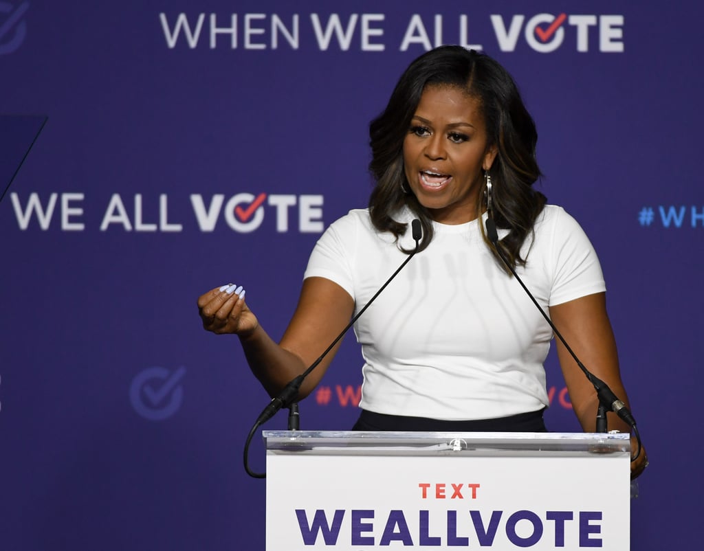 Michelle Obama Ruffled Pants at Rally in Las Vegas 2018