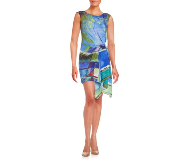 Rachel Rachel Roy Miami Printed Asymmetrical Cap-Sleeve Dress