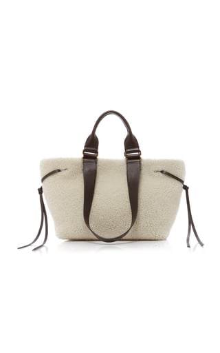 Isabel Marant Wardy Leather-Trimmed Shearling Tote