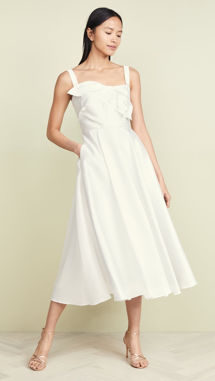 Marchesa Notte Tea Length Gown With Draped Bodice Walk Down the