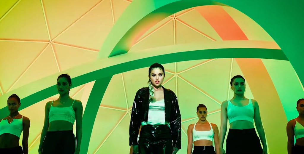 Selena Gomez Wearing a Patent Leather Set in the "Look at Her Now" Music Video