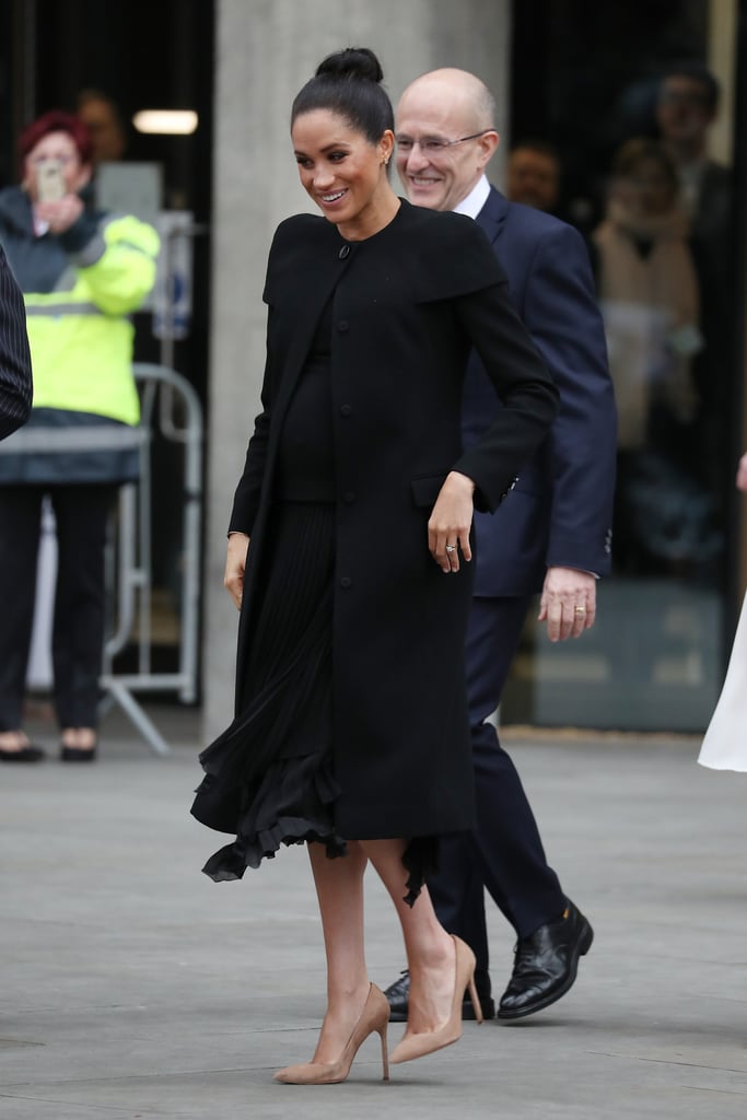 Meghan Markle's Black Givenchy Coat ACU Visit Jan. 2019