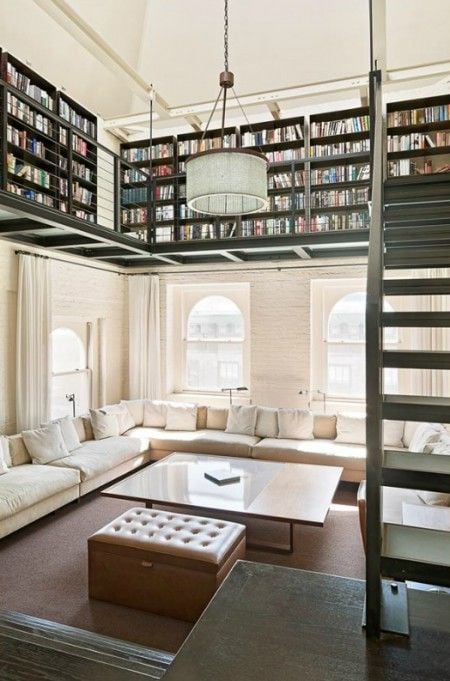 While it's a bit small compared to her castle library, Belle would love reading in this loft's natural light.