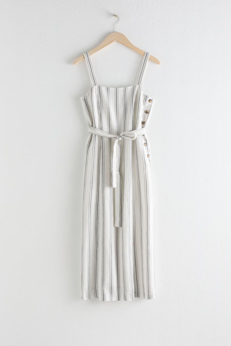 & Other Stories Belted Linen Midi Dress