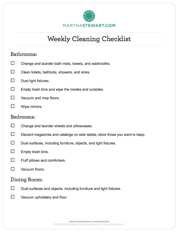 Free Printable Checklists