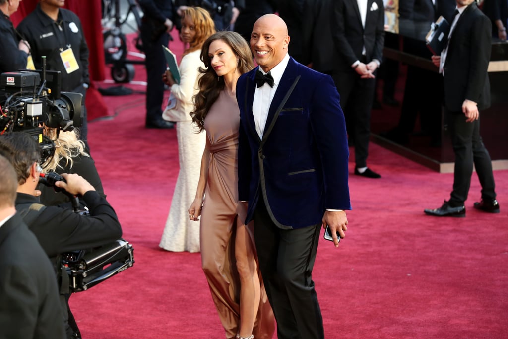 Dwayne Johnson and Lauren Hashian at the 2017 Oscars
