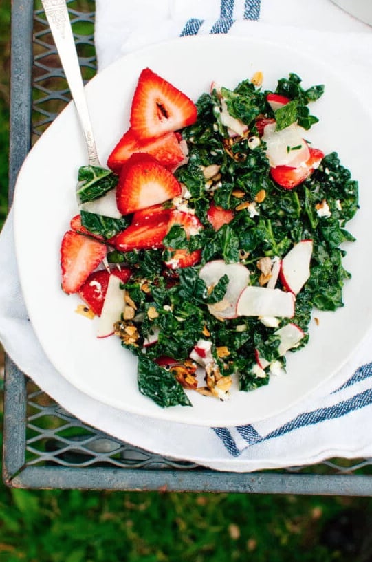 Strawberry Kale Breakfast Salad With Nutty Granola Croutons
