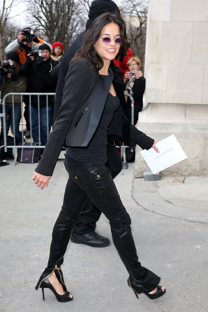 Michelle Rodriguez made her way into the Chanel show.