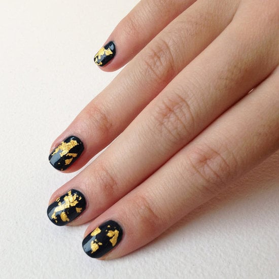 Creating your own gold-leaf top coat is easy to do and makes for a stunning nail design with minimal effort.