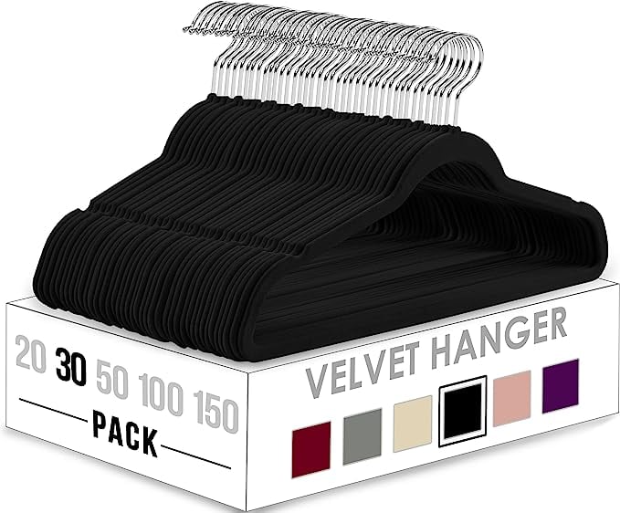 1 Set Of 20/30/50 Non-Slip Velvet Hangers, 30cm, Round Shoulder, No Bumps,  With Velvety Surface, For Home Storage And Organization