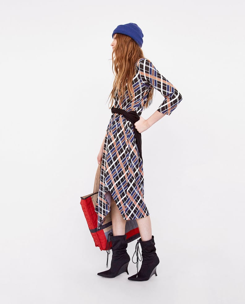 Zara Asymmetric Checked Dress