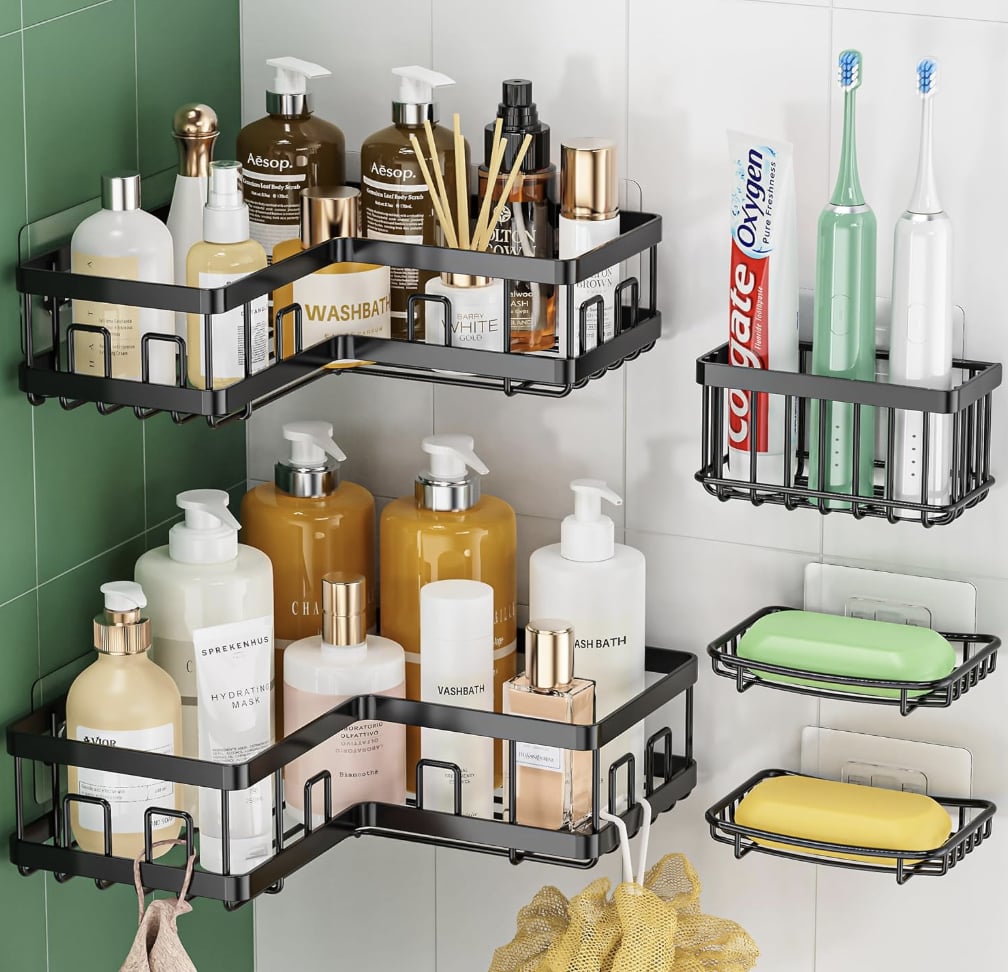 Corner Shower Caddy ($15, originally $19)
If your shampoo and conditioner bottles are strewn about your shower, clean them up with this corner shower caddy. It comes with two stainless steel caddies that can each hold up to six full-size products. Plus, each one has eight hooks that can hold razors, sponges, and more.
