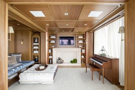 In addition to this cozy paneled library, the main entry level includes a dining banquette, chef's kitchen, living room, and family room – plenty of space for the model-turned-talk-show-host to entertain in!