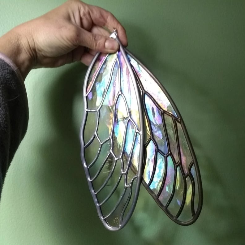 A Quirky Gift: Iridescent Stained Glass Cicada Insect Wing Suncatcher