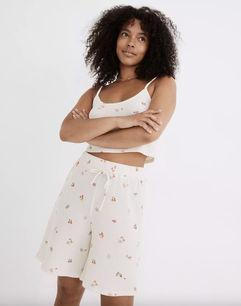 Waffle Knit Long Pajama Shorts