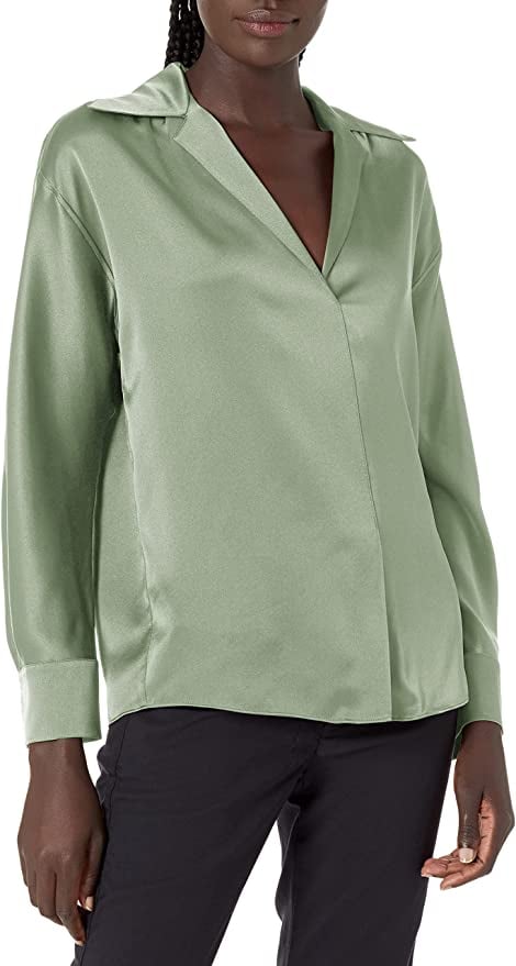 A Pop of Green: Vince Long Sleeve Shaped Collar Pullover