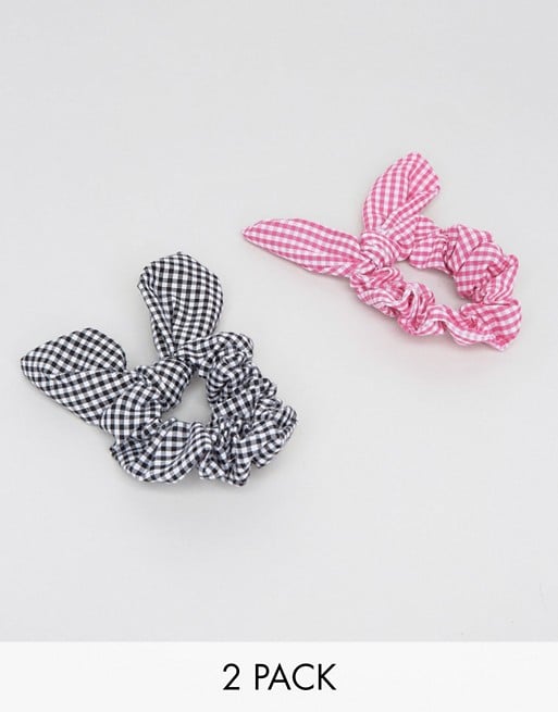 ASOS Pack of 2 Gingham Hair Tie Scrunchies