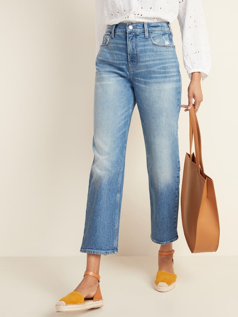 Old Navy Extra High-Waisted Sky-Hi Straight Distressed Jeans