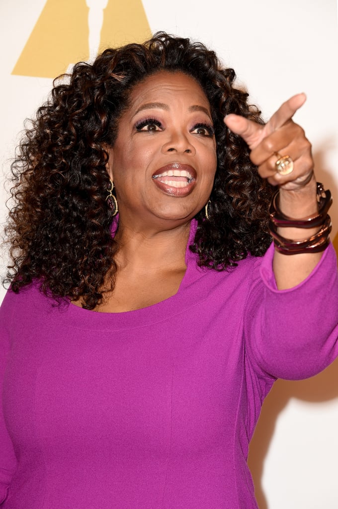 She pointed up and away at the Oscars nominee luncheon in February 2015.