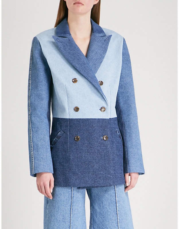 Ksenia Schnaider Double-breasted patchwork denim jacket