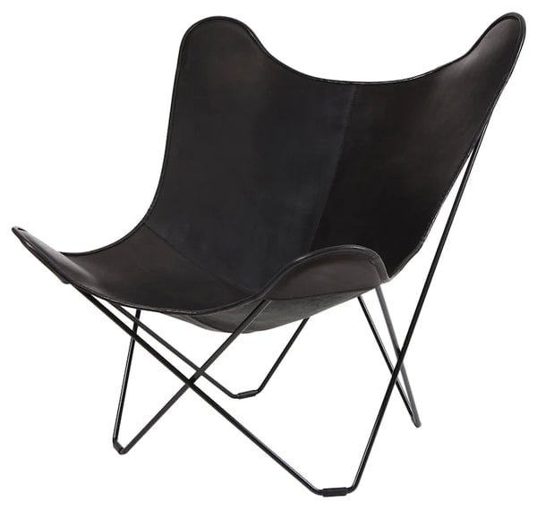 Teak New York Leather Mariposa Chair